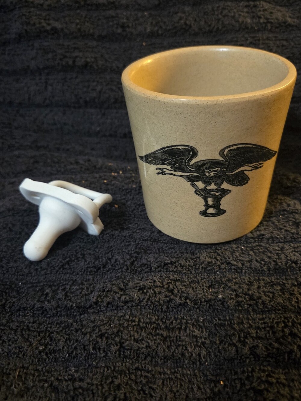 Vintage Moira Pottery England Stoneware Crock Jar Canister – Black Federal Eagle